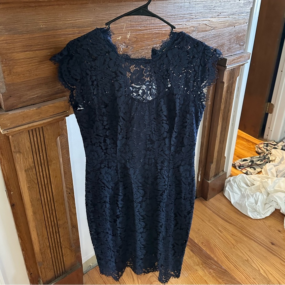 Elegant Navy Blue Lace Dresss